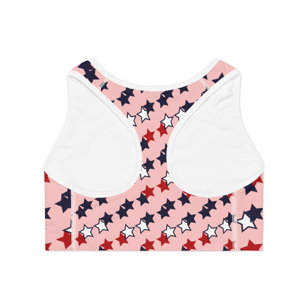 Blush Star Print (AOP) Sports Bra