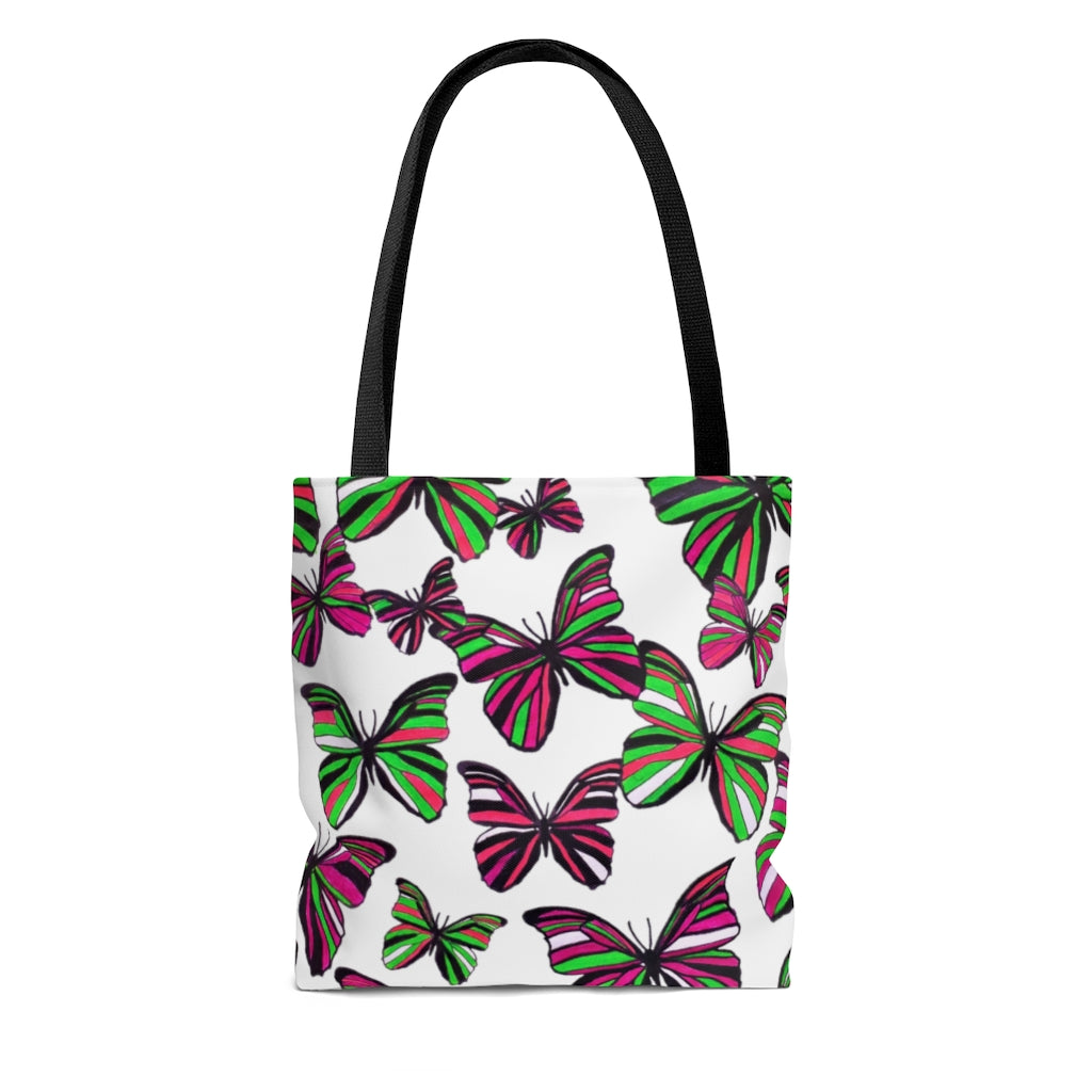 AOP Butterflies White Tote Bag