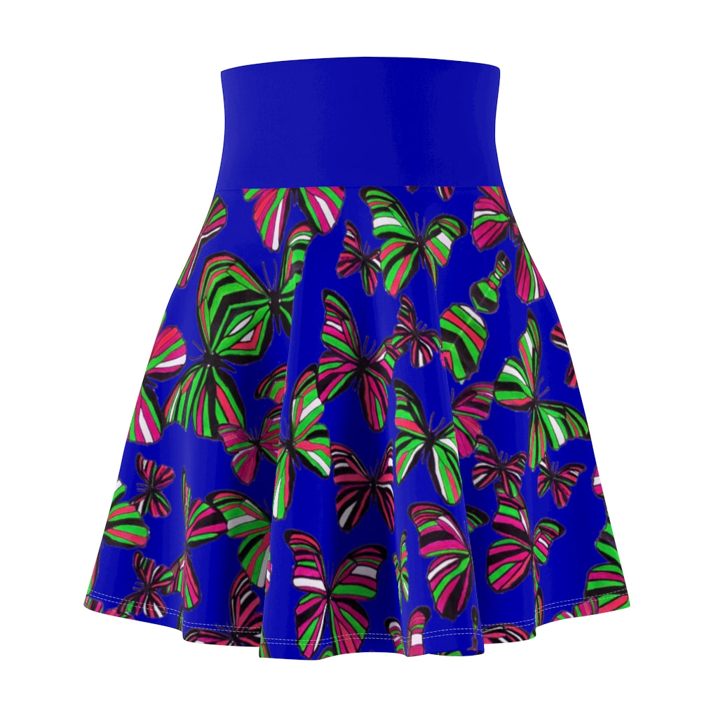 Butterflies Royal Blue Skater Skirt