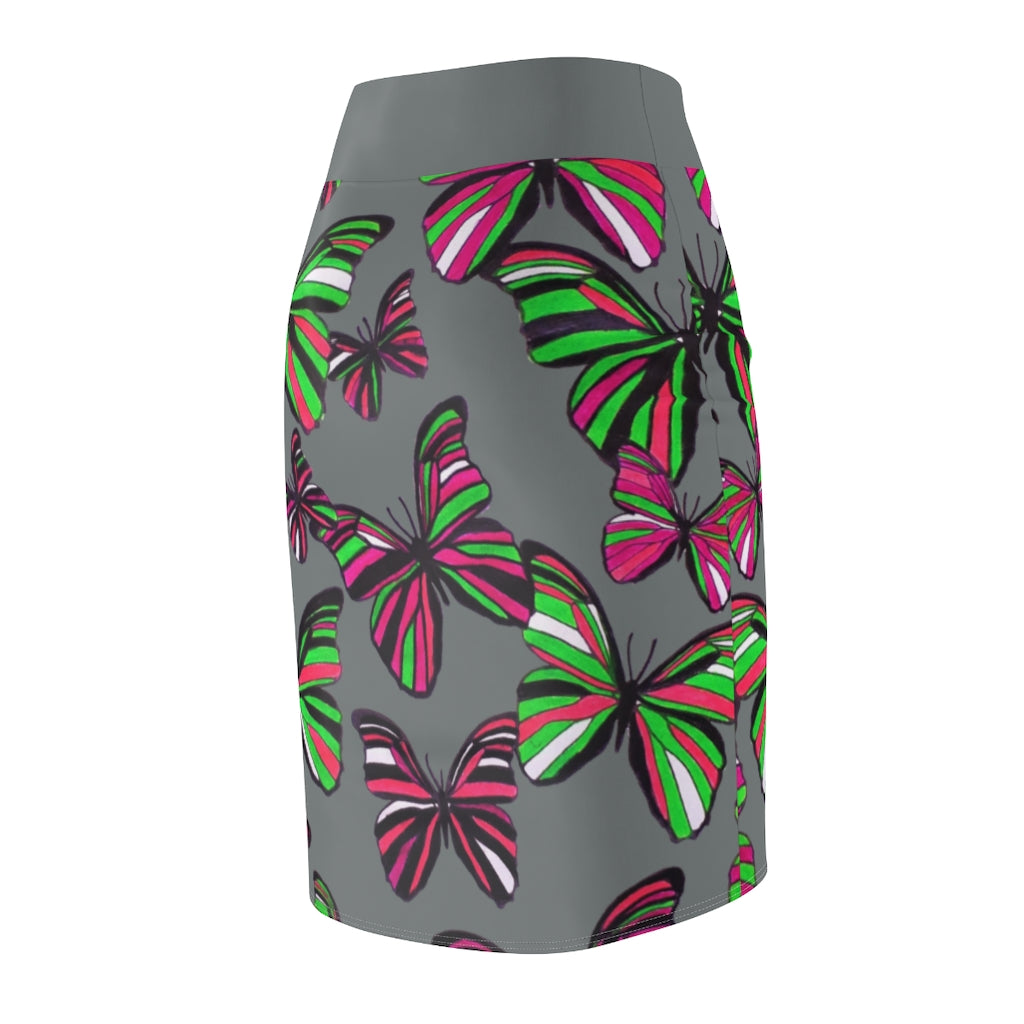 Ash Butterflies Pencil Skirt