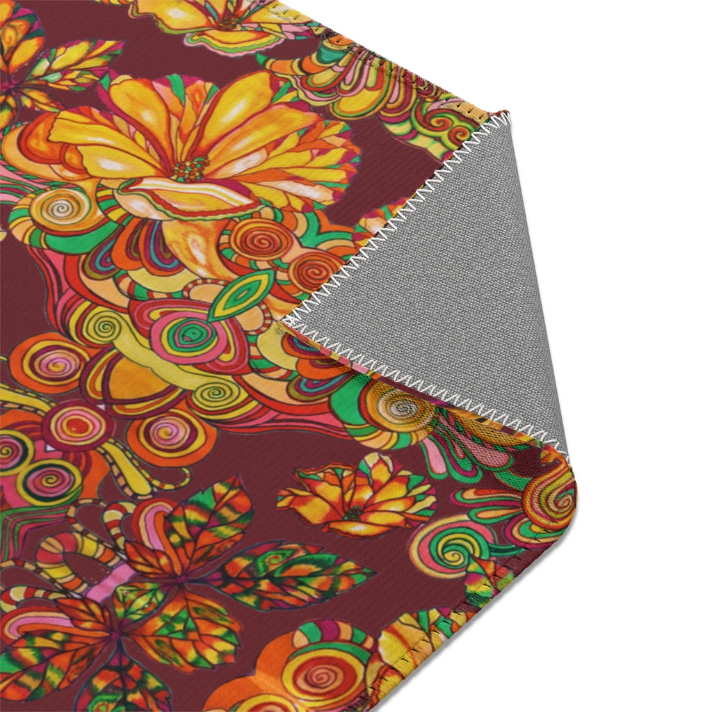 Artsy Floral Marsala Area Rug