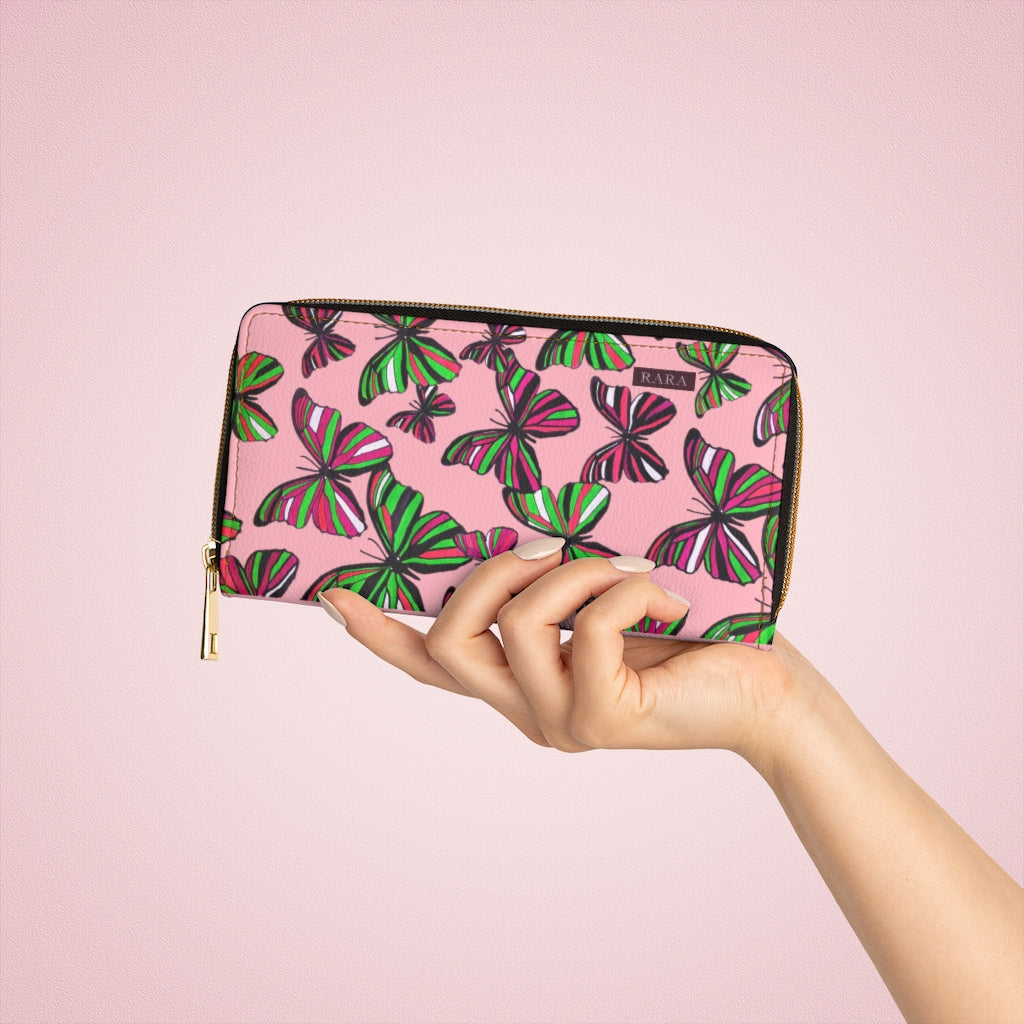 blush butterfly print wallet