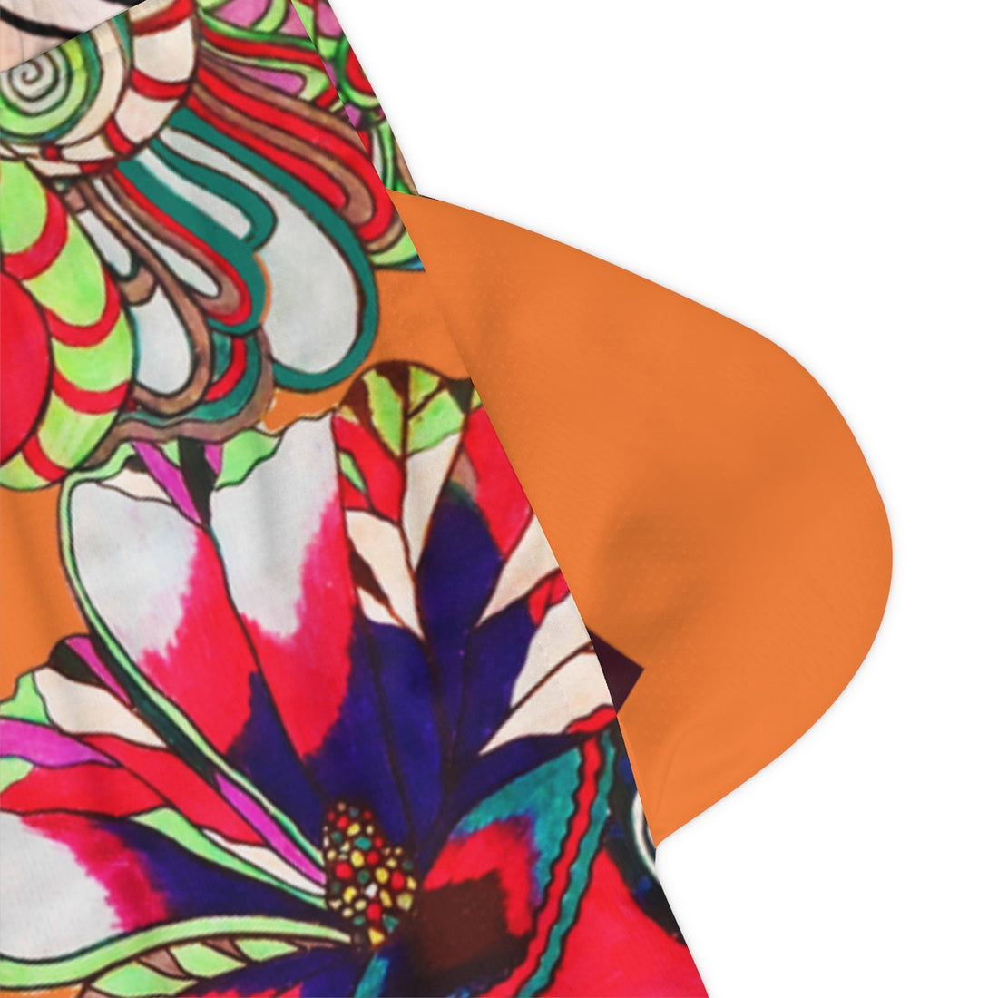 Peach Graphic Floral Basketball Rib Shorts (AOP)