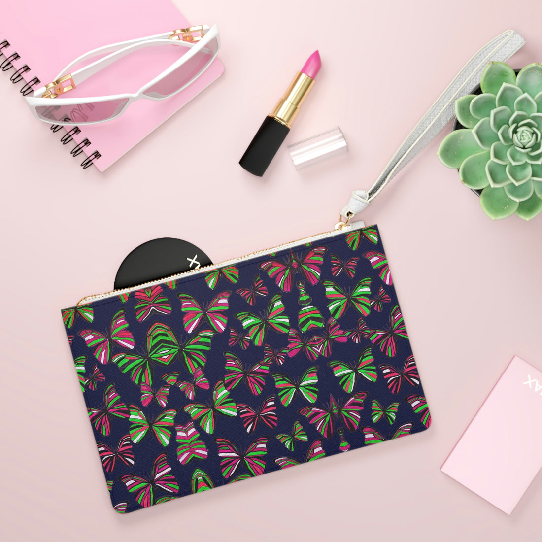 Ink Butterfly Print Clutch Bag
