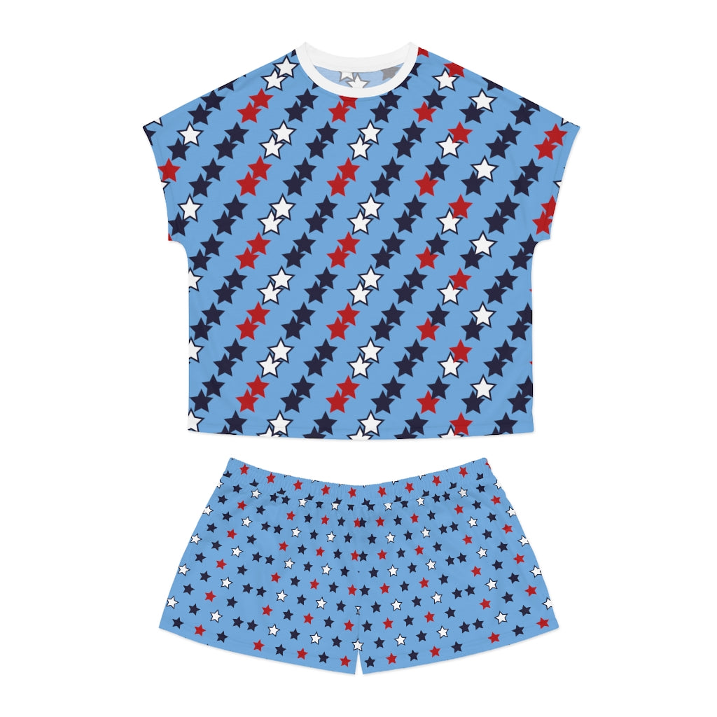 sky star print shorts & t-shirt pajama set for women