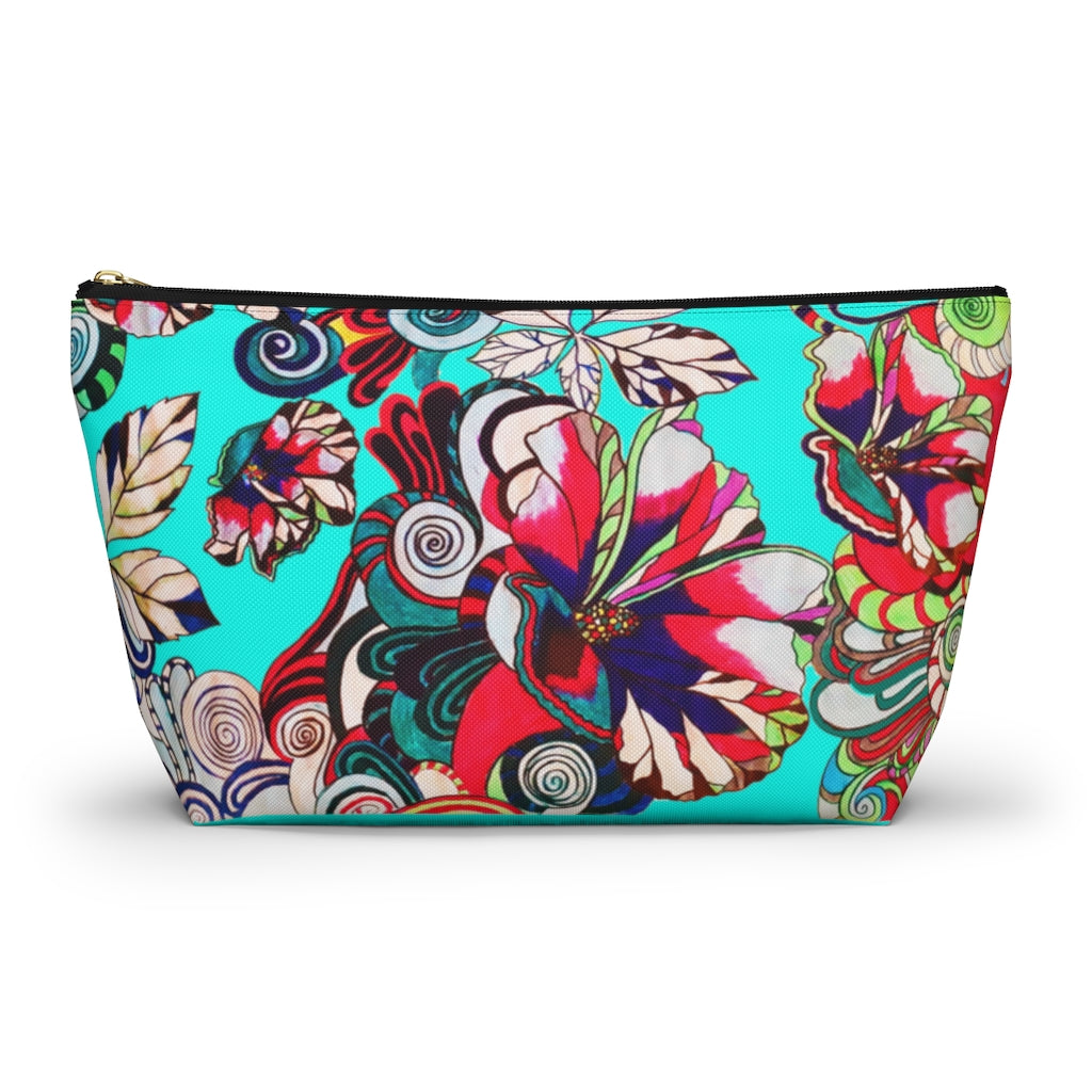 Artsy Floral Pop Cyan Accessory Pouch