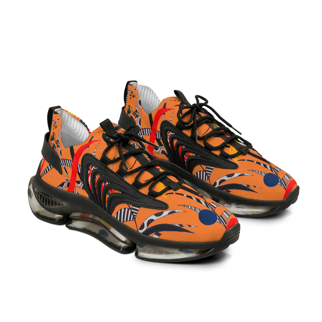peach men's floral and animal print mesh knit sneakers