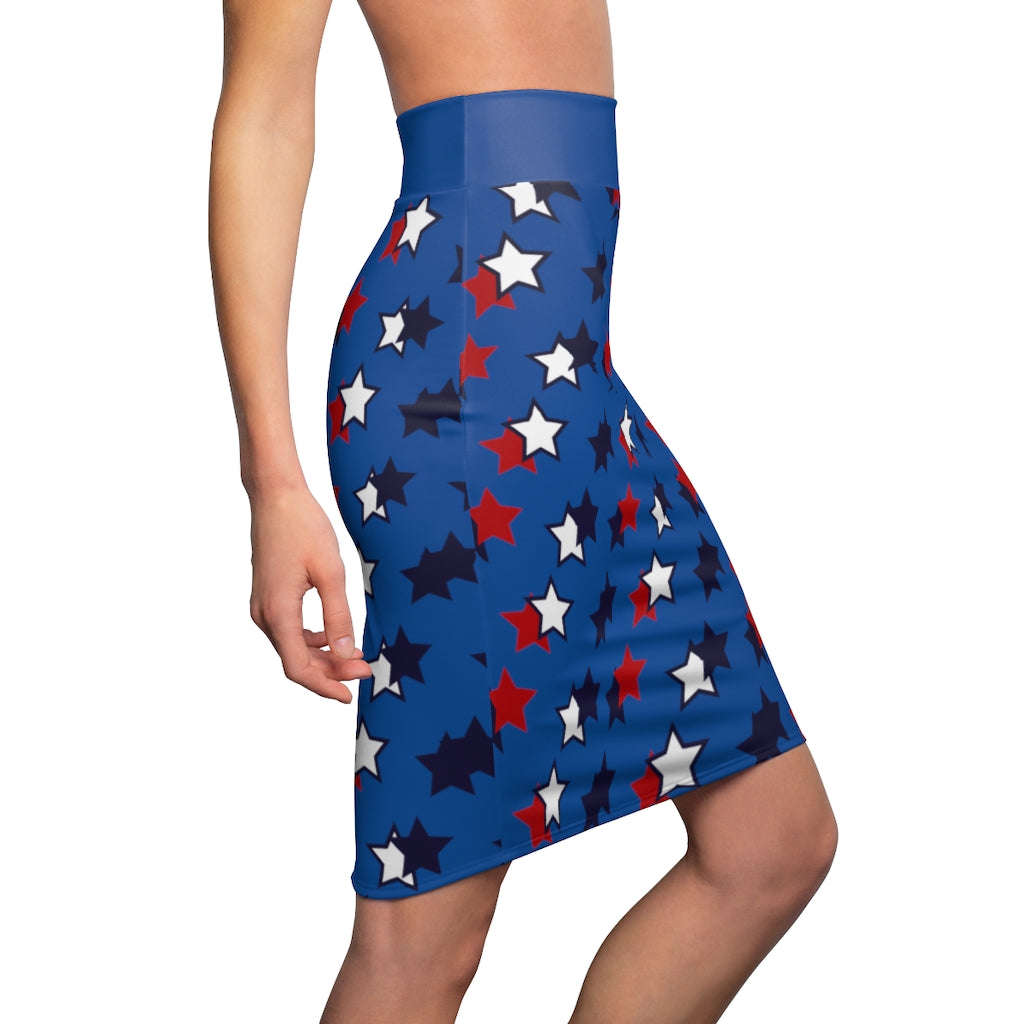 AOP Starry Royal Pencil Skirt