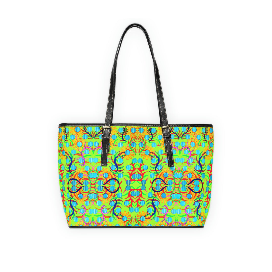 Lime Green Sunflower PU Leather Shoulder Bag