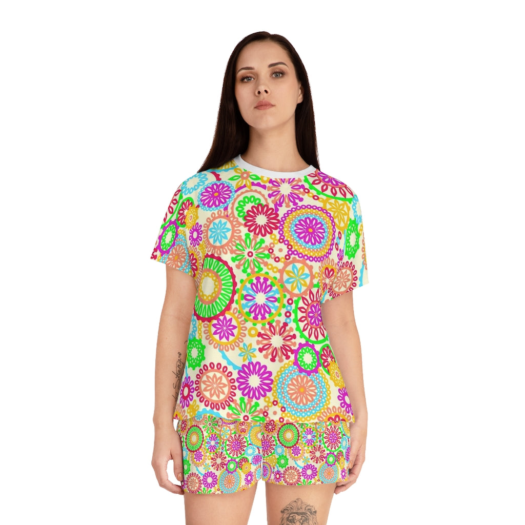 psychedelic print pajama set