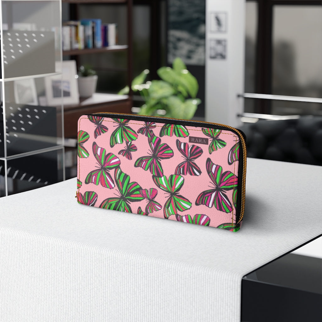 blush butterfly print wallet