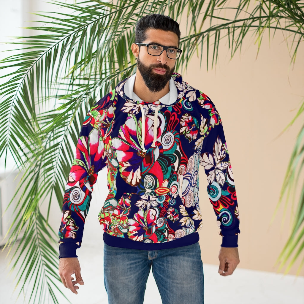 Artsy Floral Pop Pullover Ink Hoodie