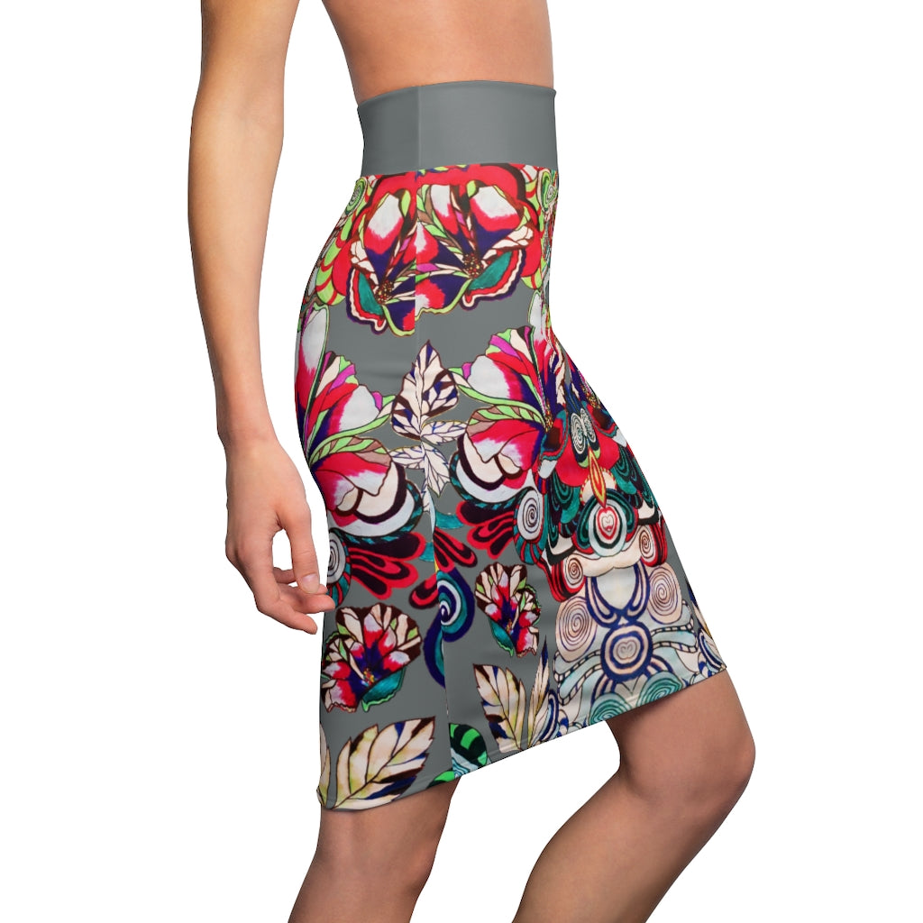 Floral Pop Ash Pencil Skirt