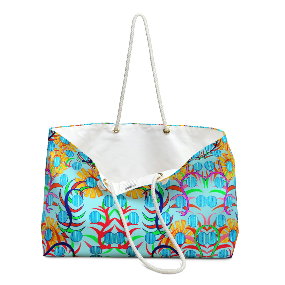 Icy Blue Sunflower Weekender Open Beach Tote Bag