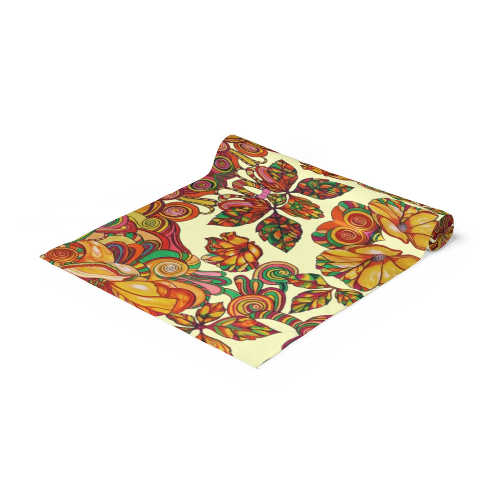 Artsy Floral Cream Table Runner
