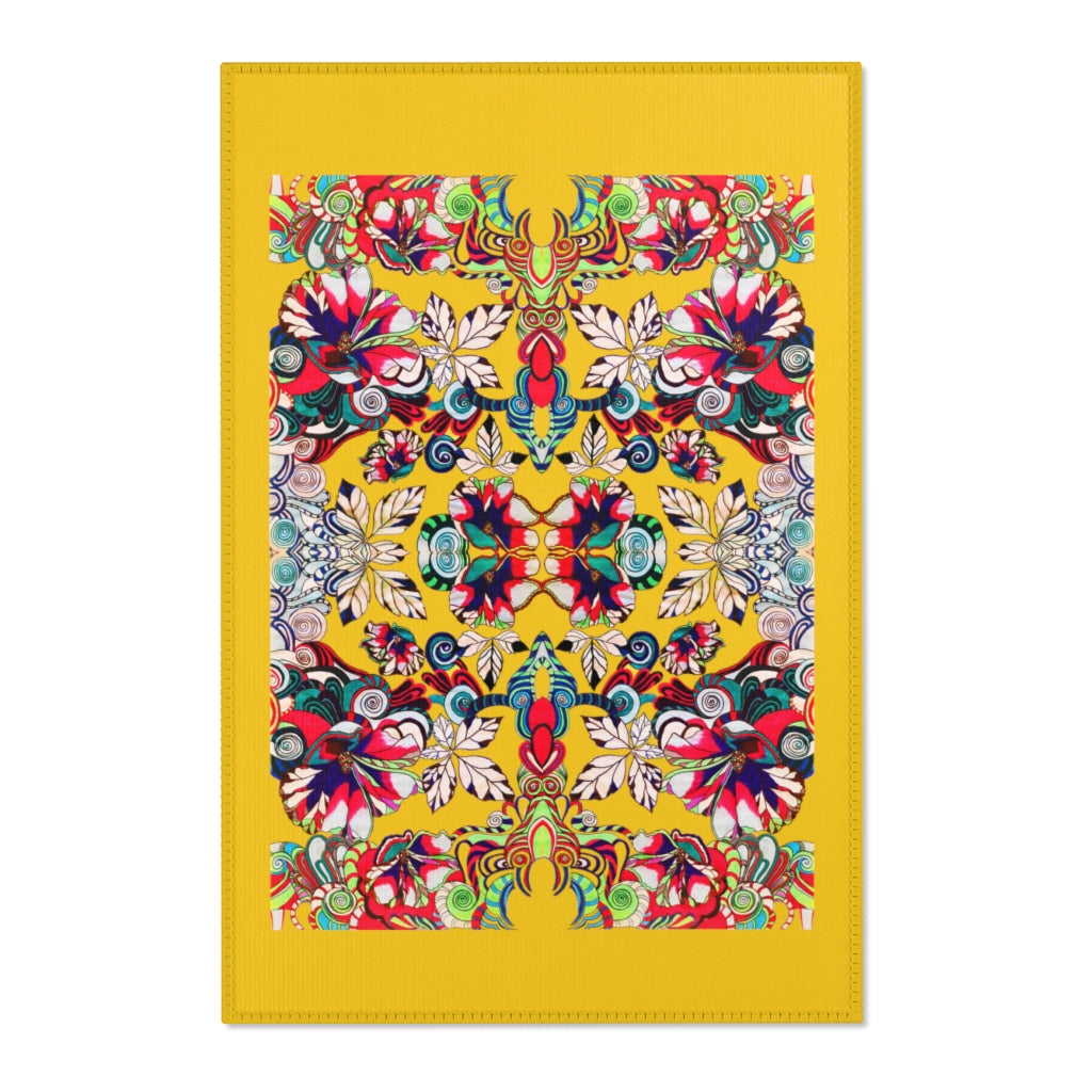 Artsy Floral Pop Yellow Area Rug
