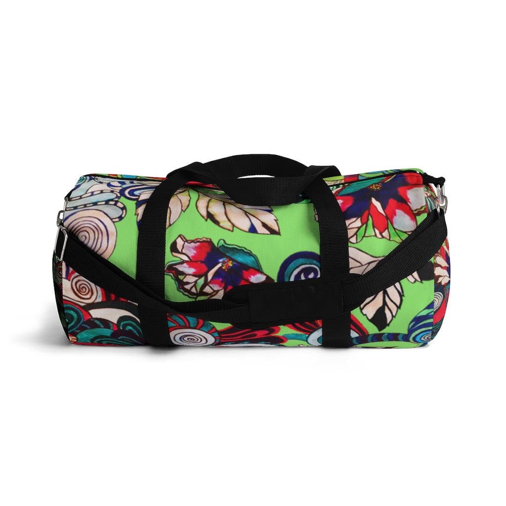 Artsy Floral Pop Green Duffel Bag