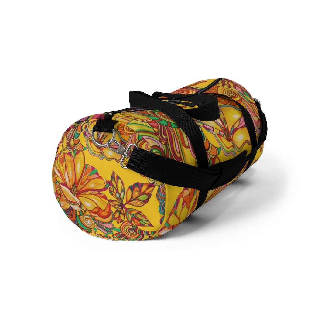 Artsy Floral Yellow Duffel Bag