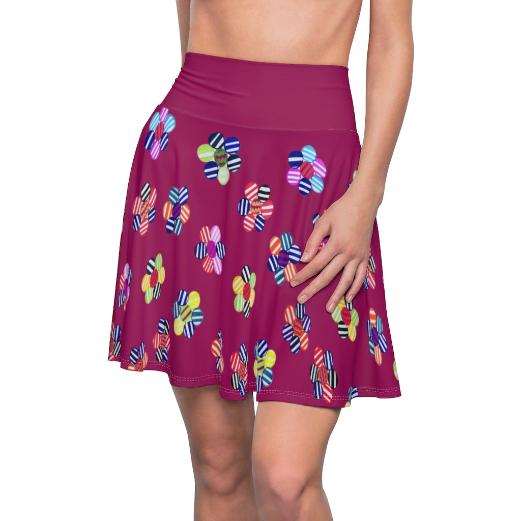 orchid Striped Floral Skater Skirt