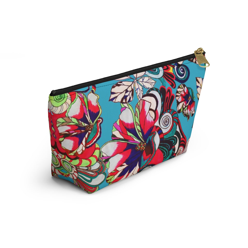 Floral Pop Aqua Accessory Pouch