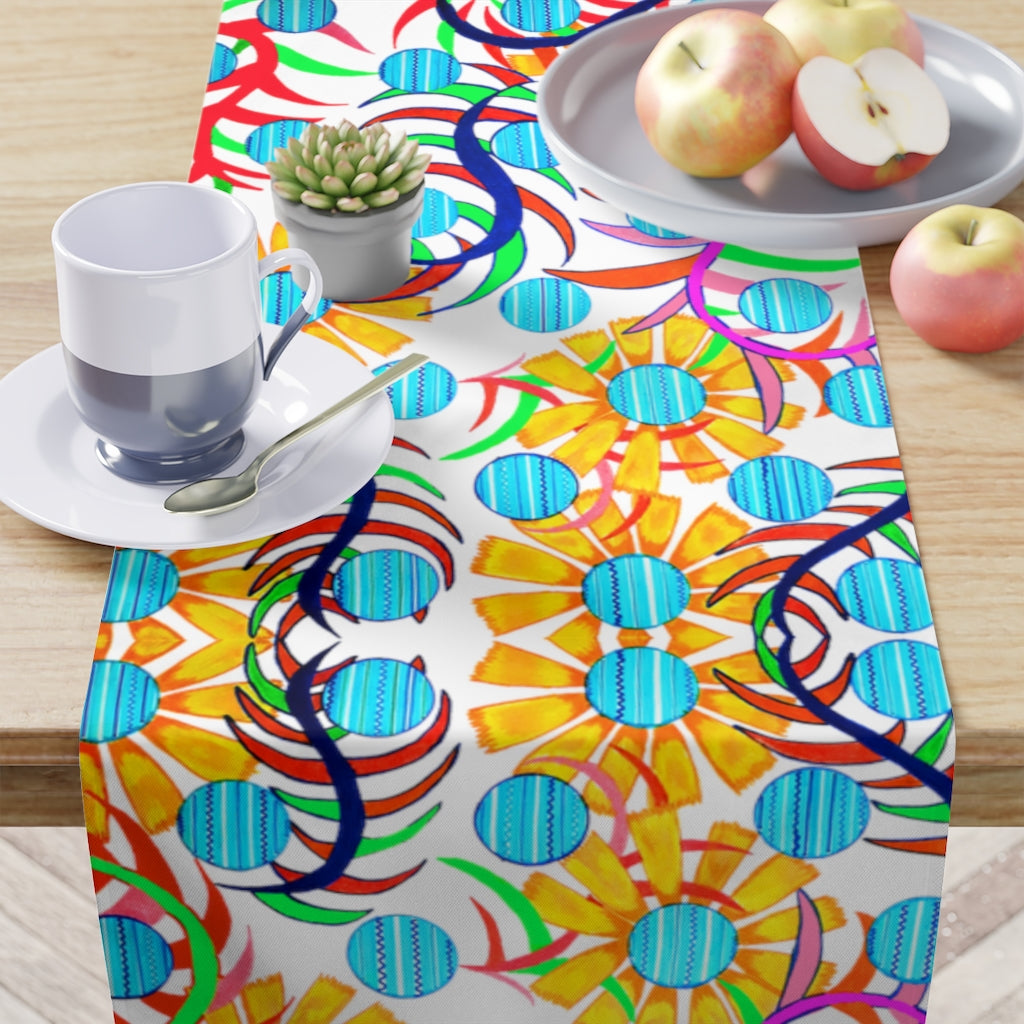 Sunflower White Table Runner