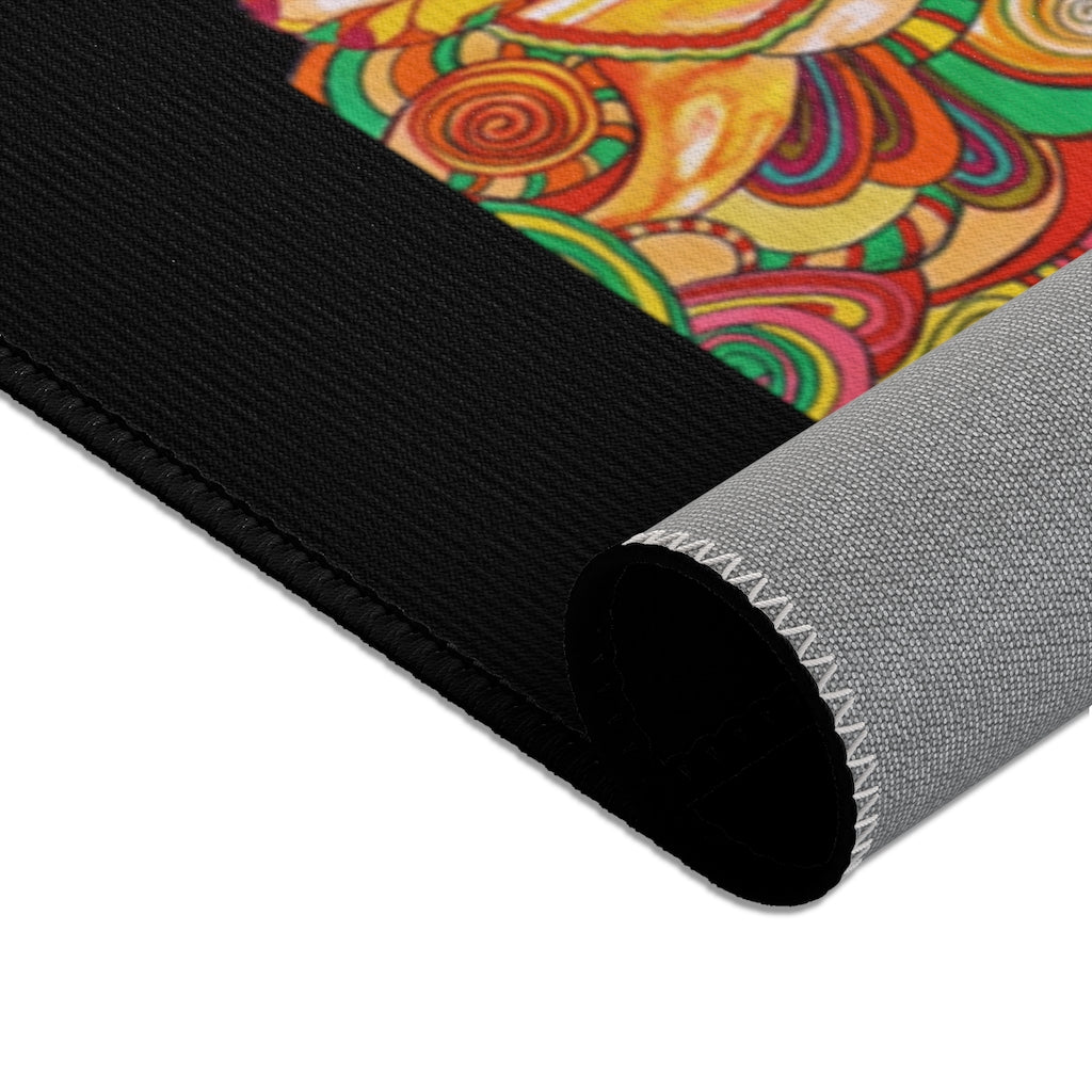 Artsy Floral Black Area Rug