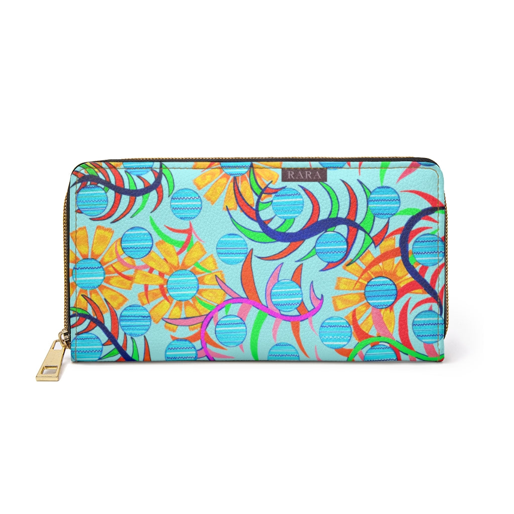Icy Blue sunflower Zipper Wallet