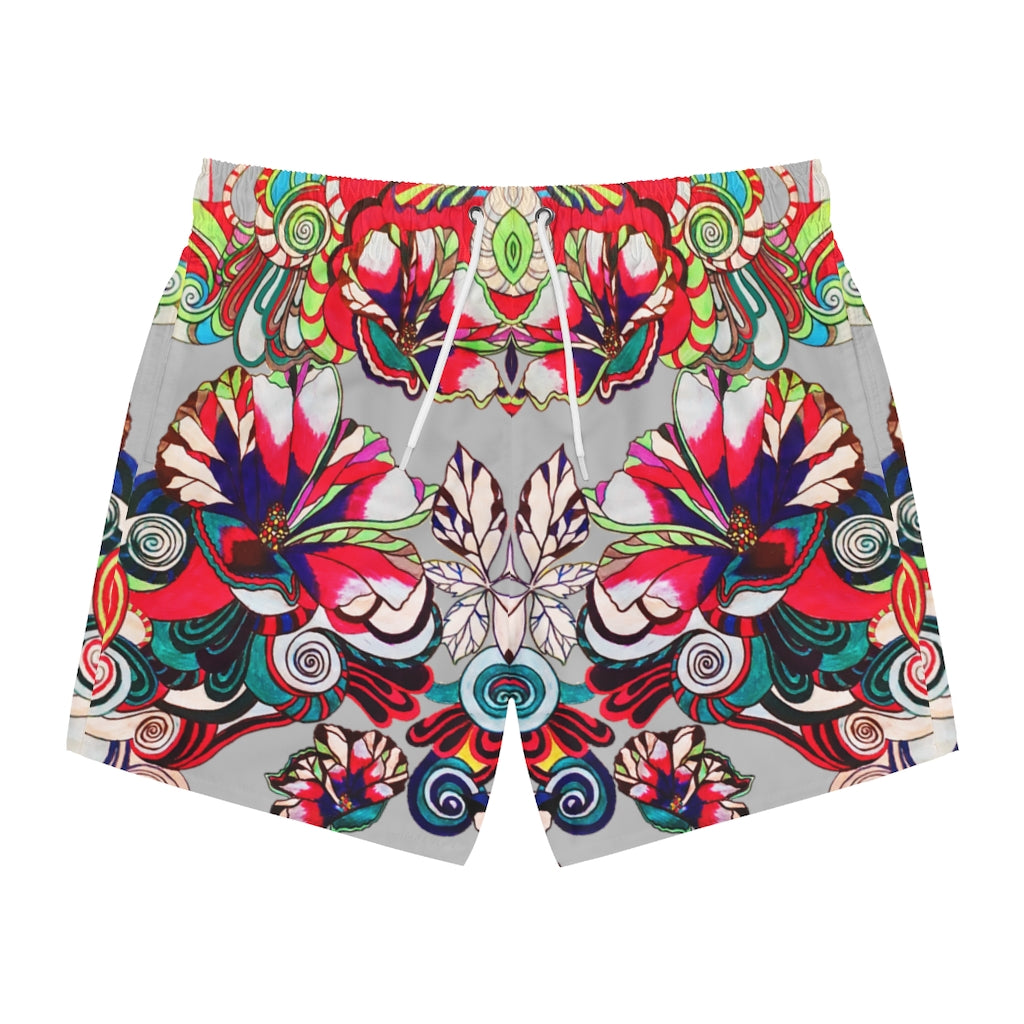 Graphic Florals Men's Slate Swimming Trunks