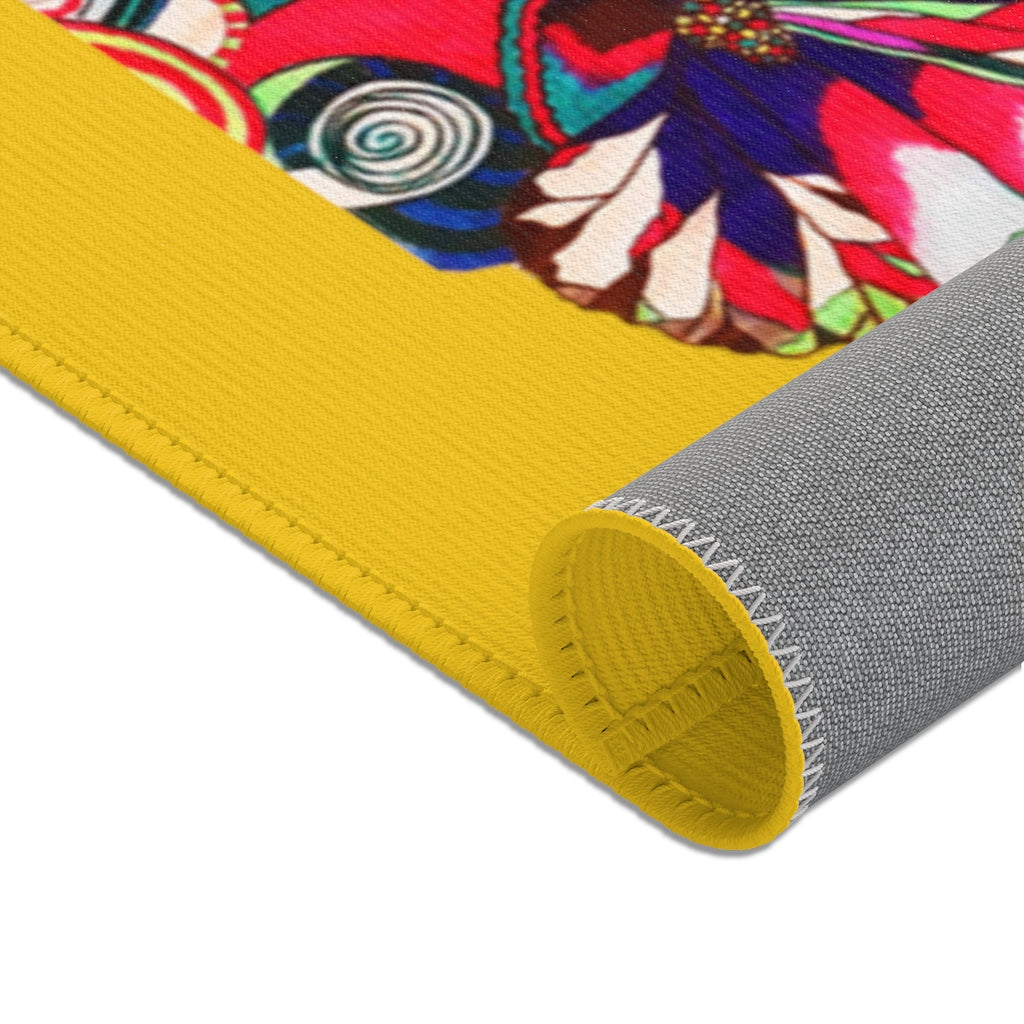 Artsy Floral Pop Yellow Area Rug