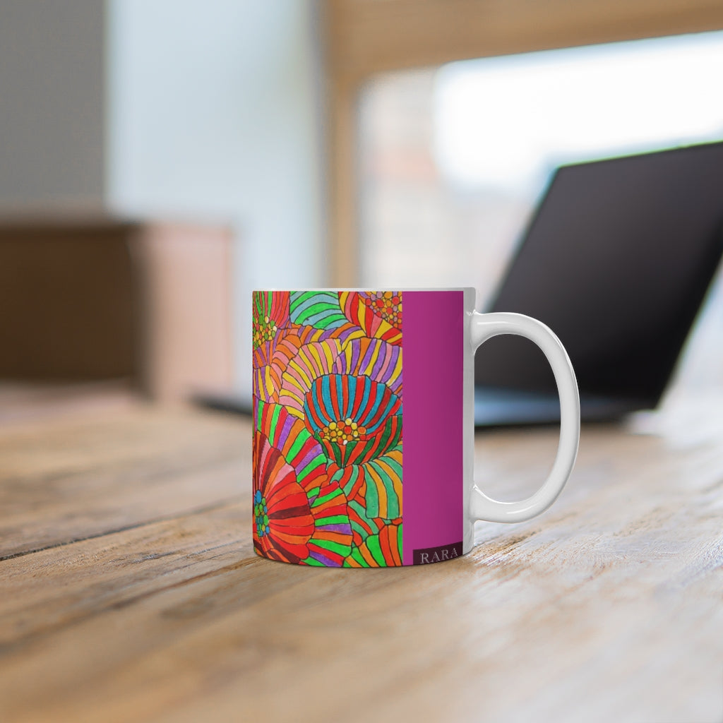 Wild Flower Mauve Ceramic Mug 11oz