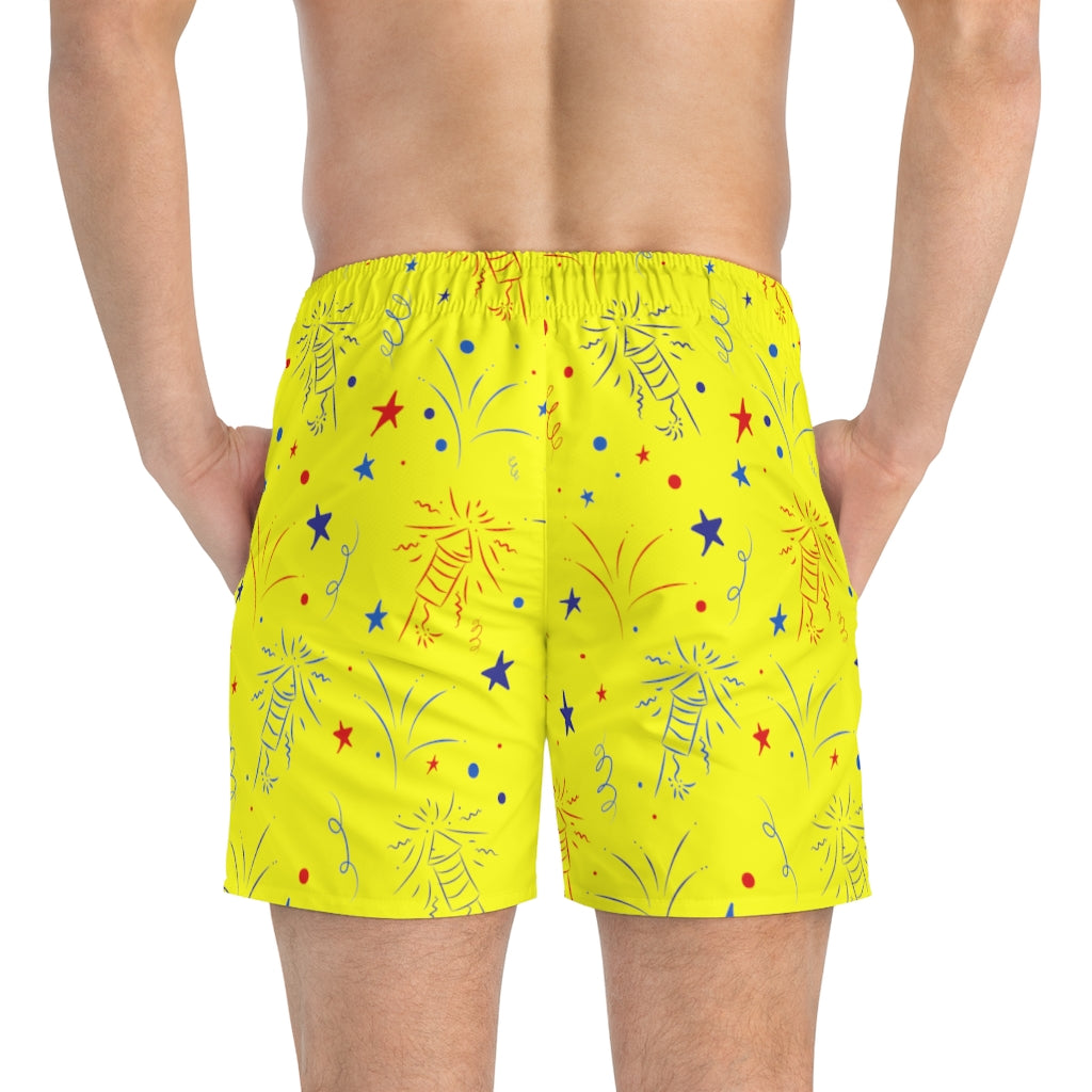 Men's Firecracker Canary Swimming Trunks