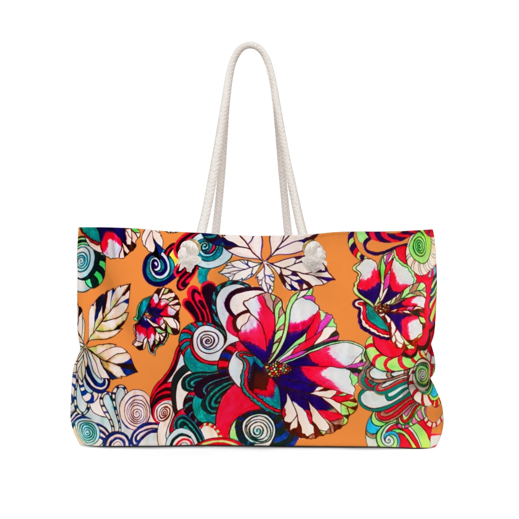 Artsy Floral Pop Peach Weekender Bag