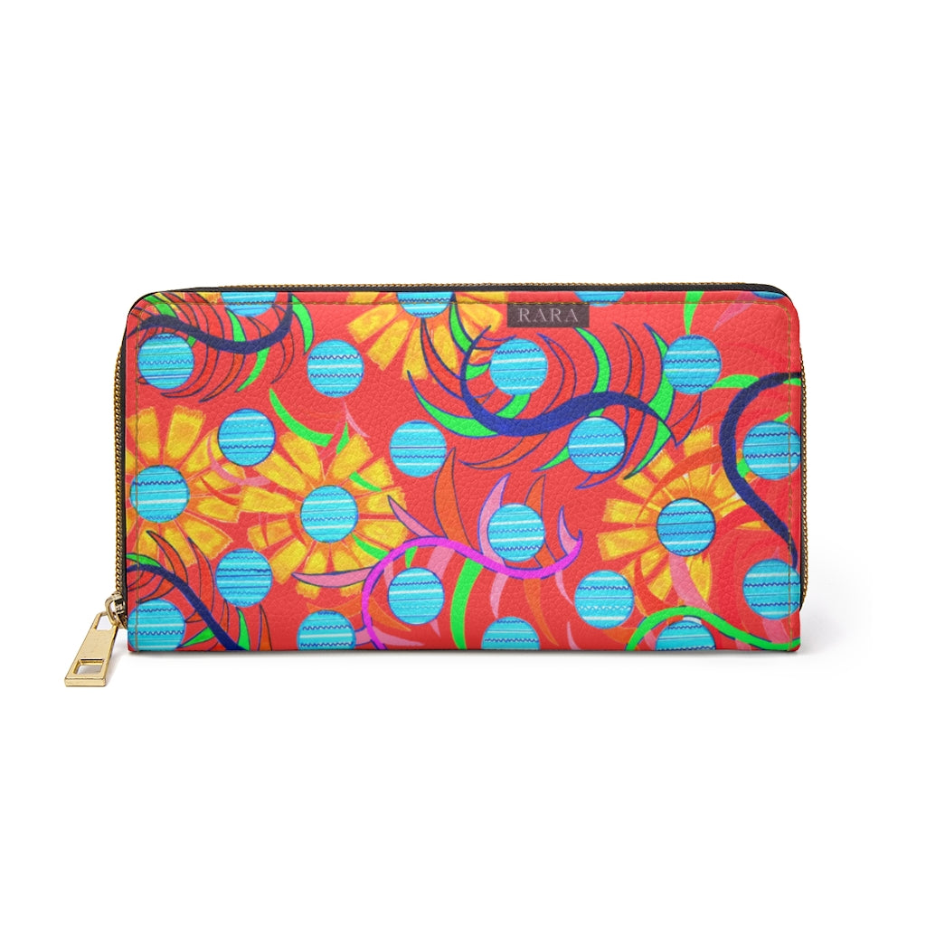 vermillion sunflower print wallet