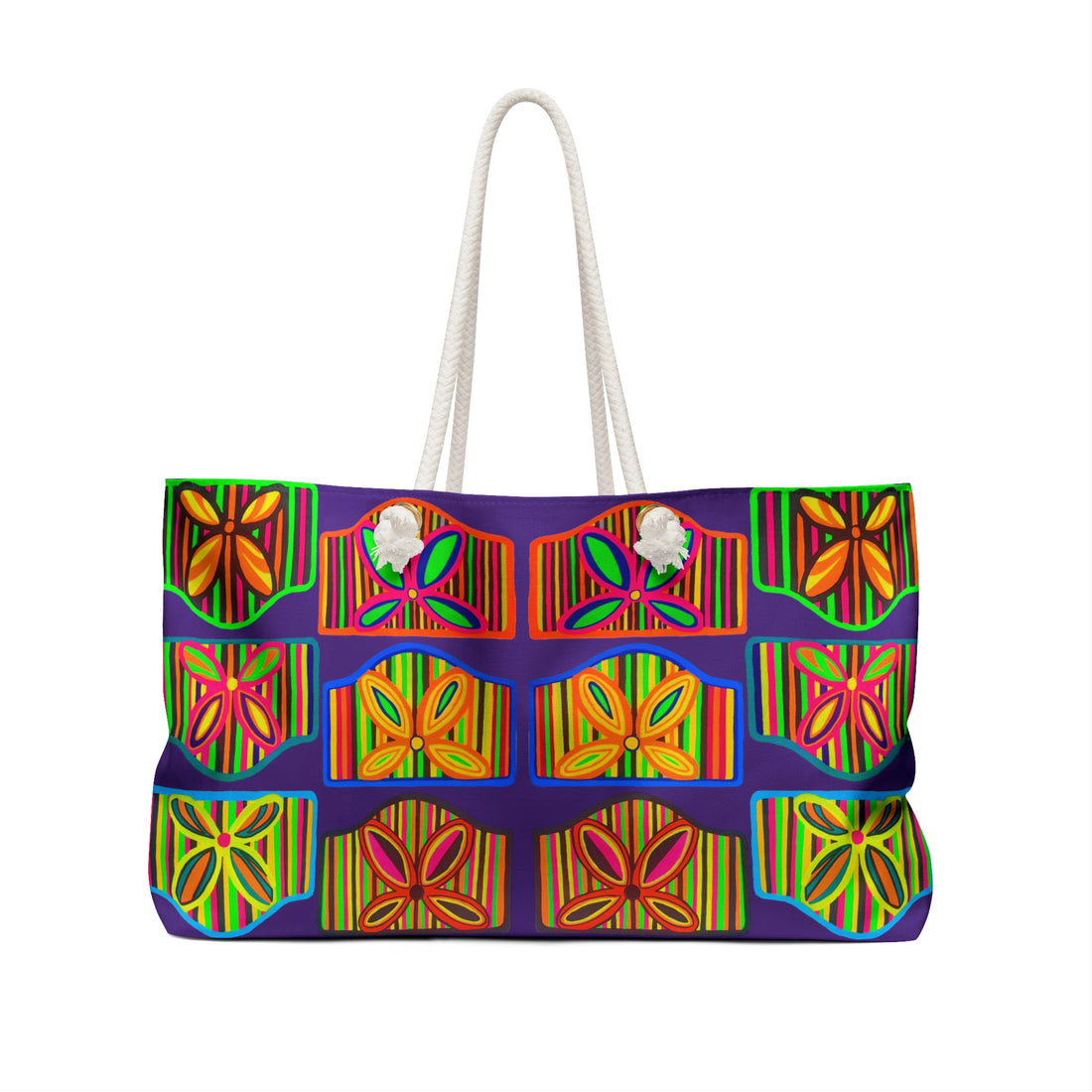 Purple Deco Print Weekender Tote Bag
