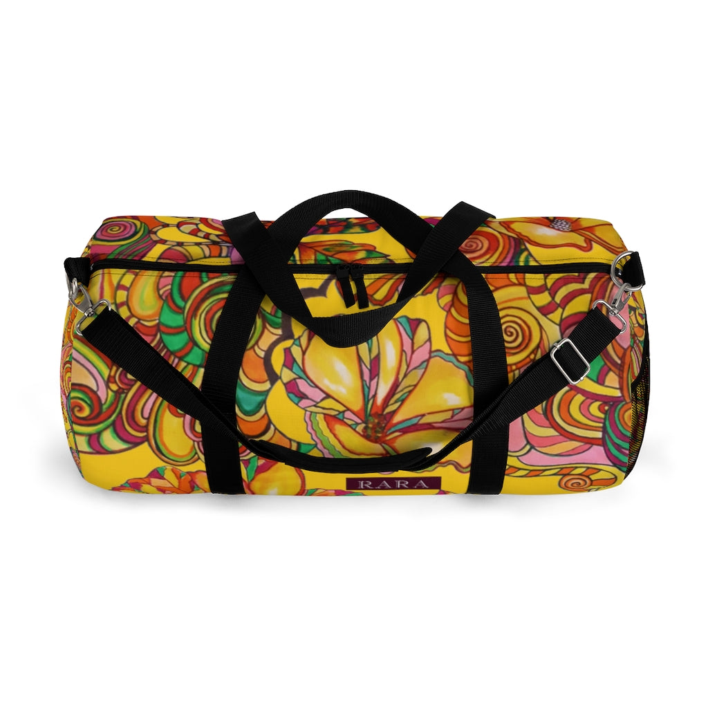 Artsy Floral Yellow Duffel Bag