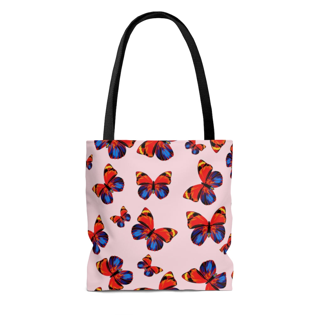 AOP Tangerine Butterflies Tote Bag