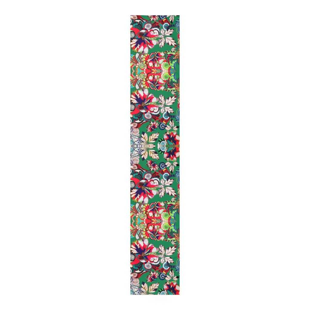 Artsy Floral Pop Emerald Table Runner