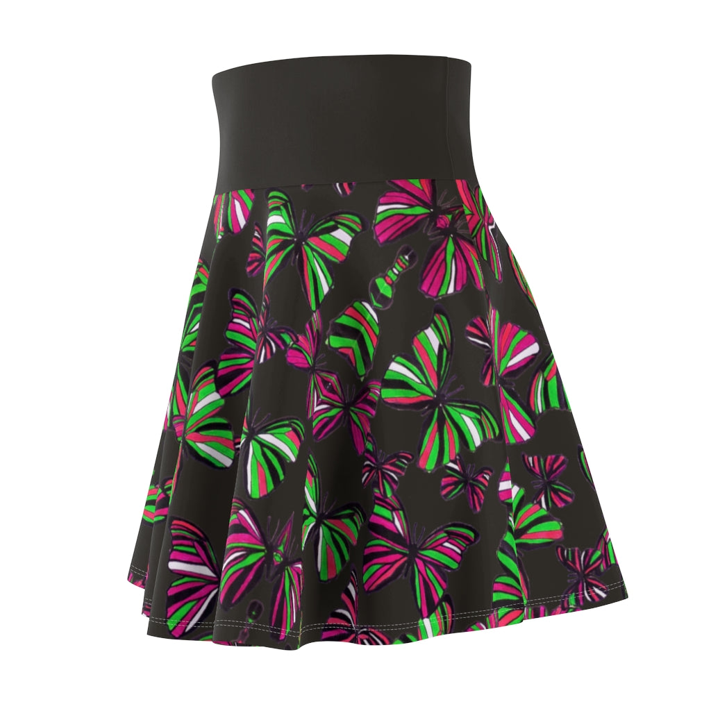 Butterflies Pitch Grey Skater Skirt