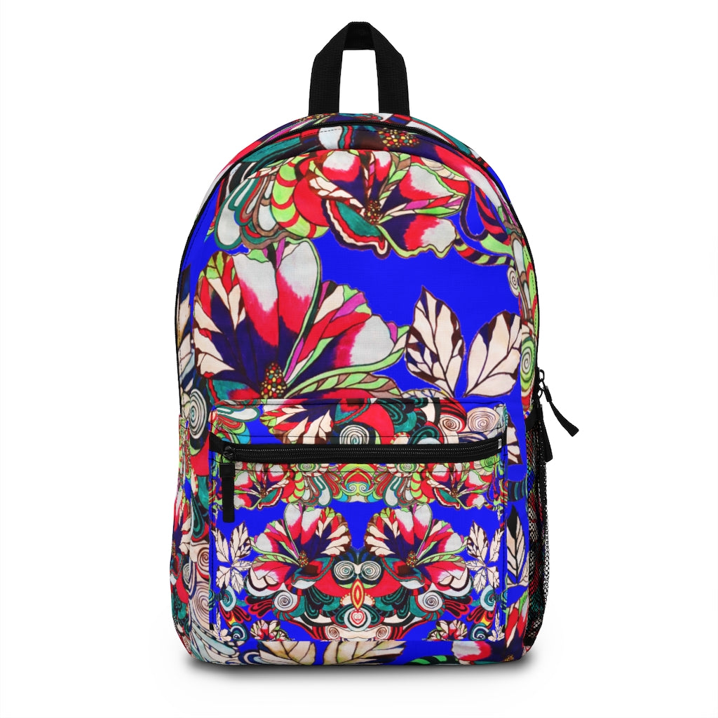 Electric Blue Artsy Floral Pop Backpack