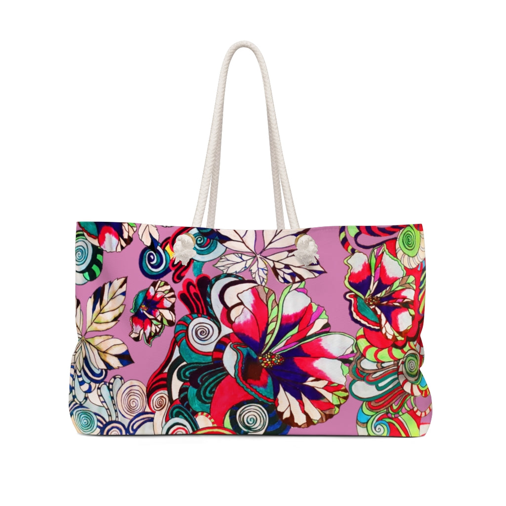 Artsy Floral Pop Mauve Weekender Bag