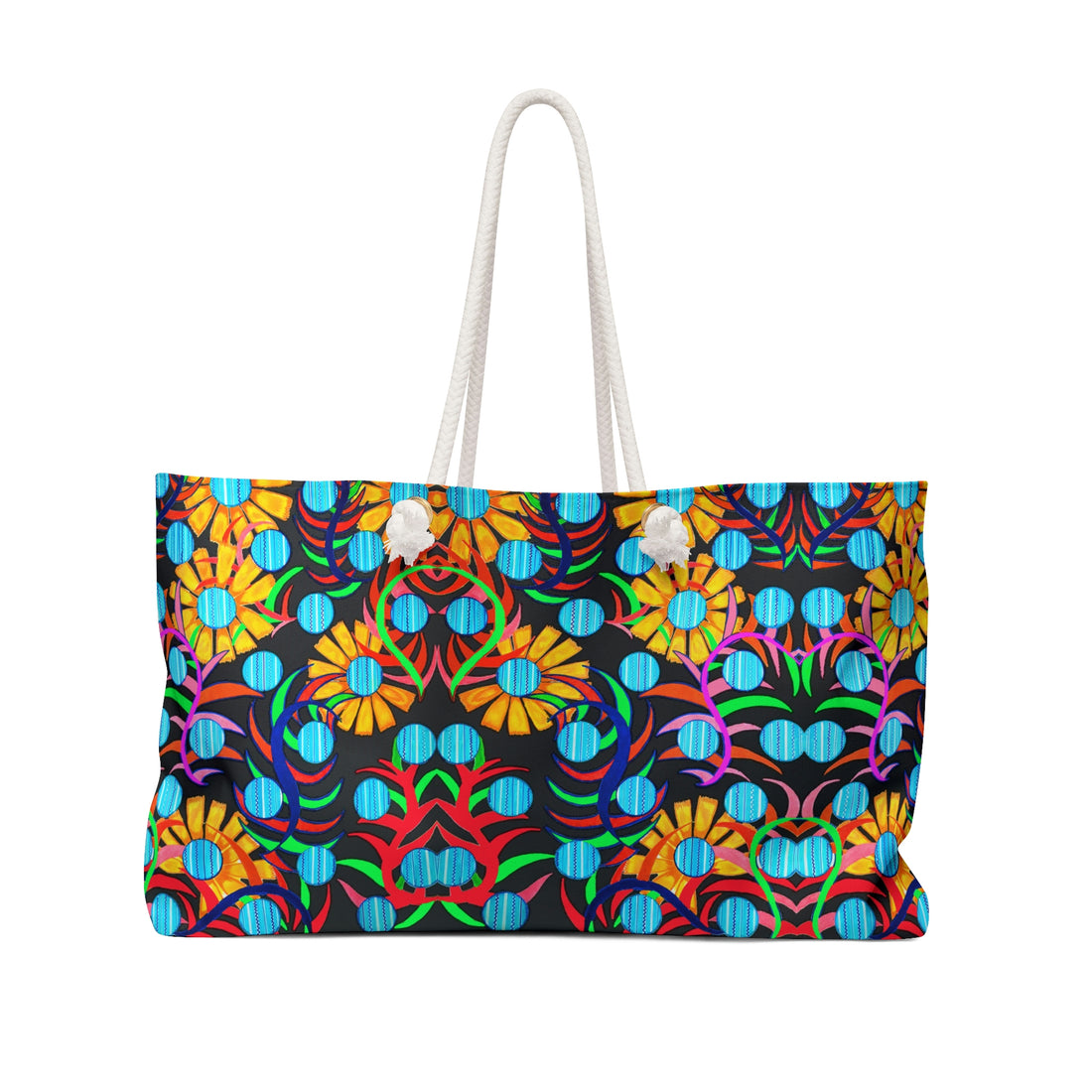 Black Sunflower Weekender Open Beach Tote Bag