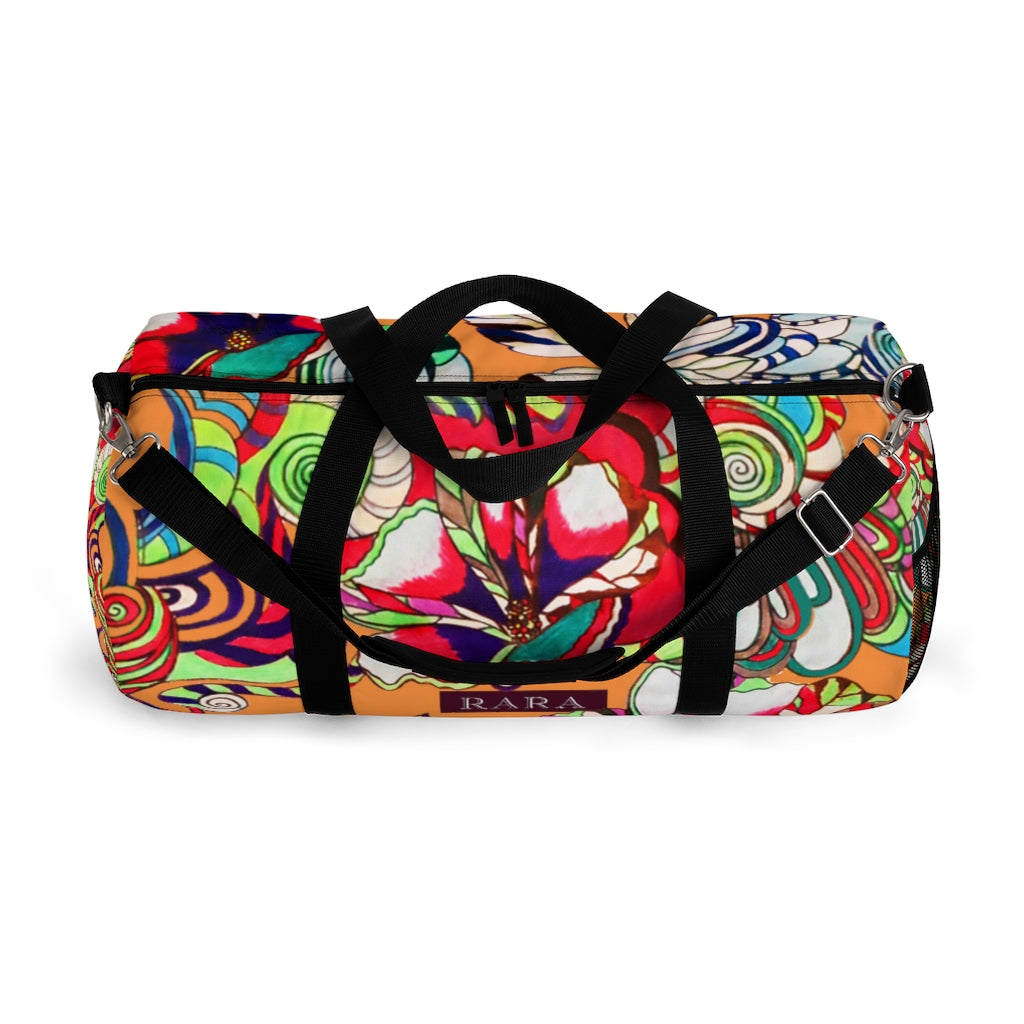 Artsy Floral Pop Peach Duffel Bag