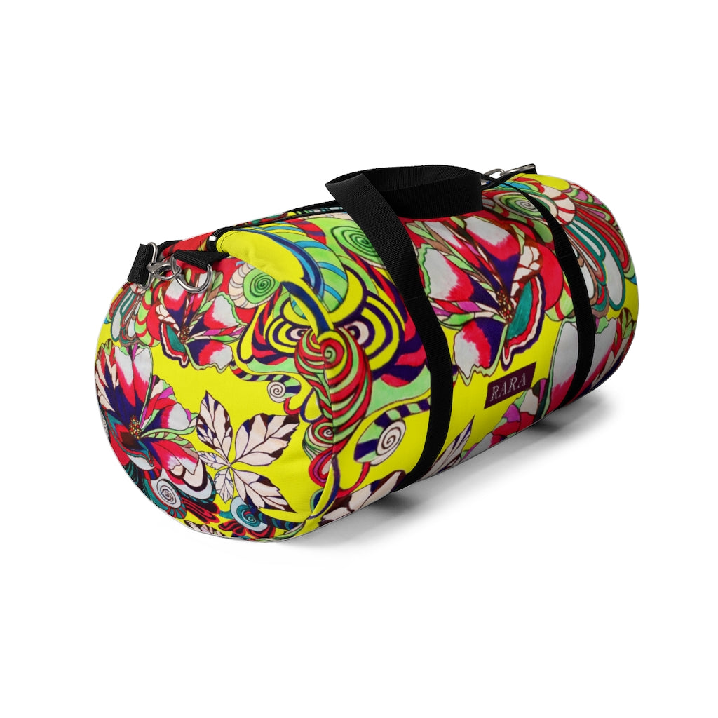 Artsy Floral Pop Canary Duffel Bag