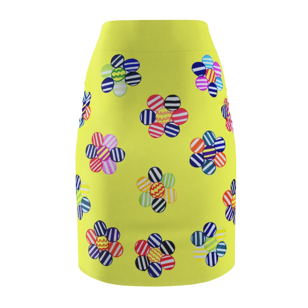 Canary Candy Florals Print Pencil Skirt