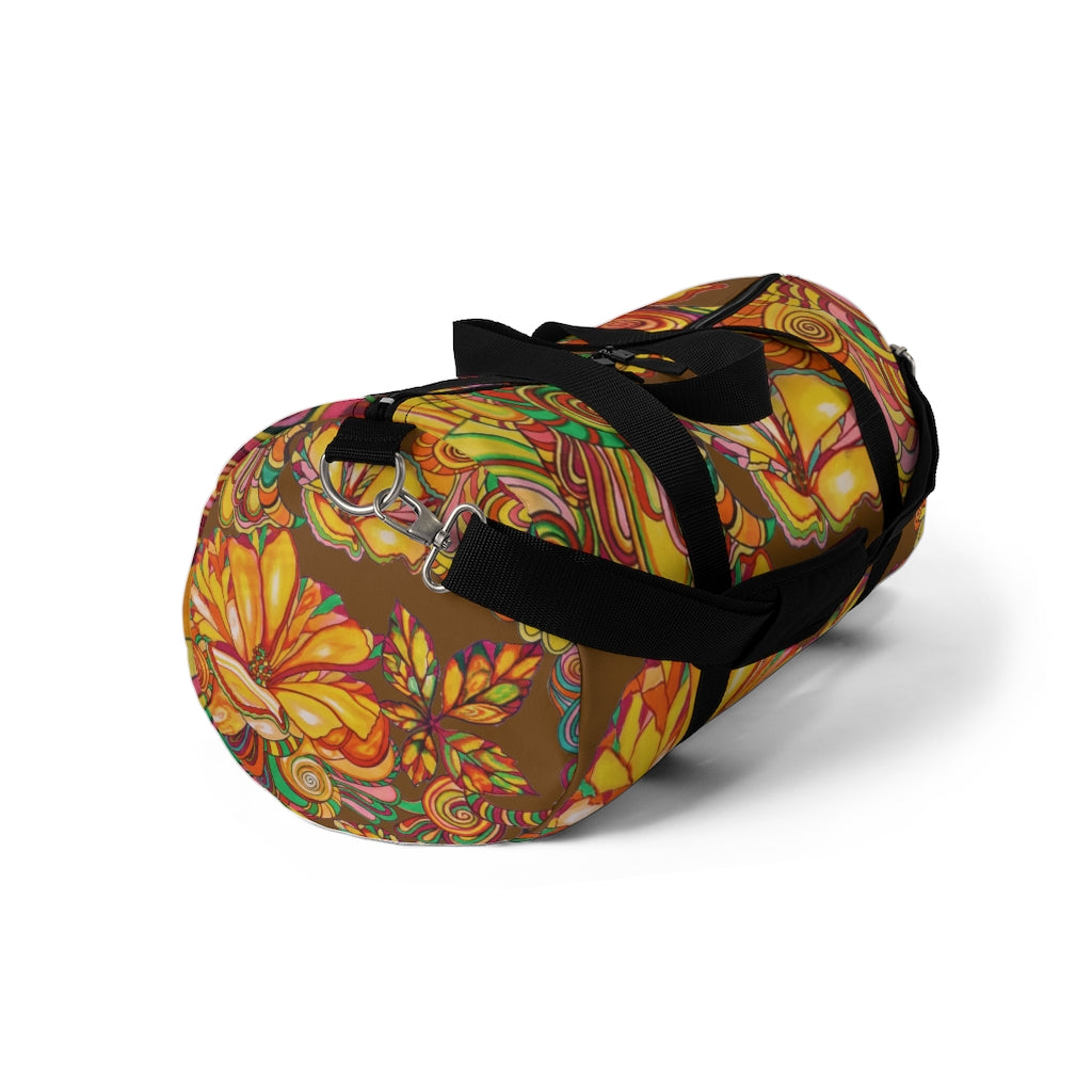 Artsy Floral Dallas Brown Duffel Bag