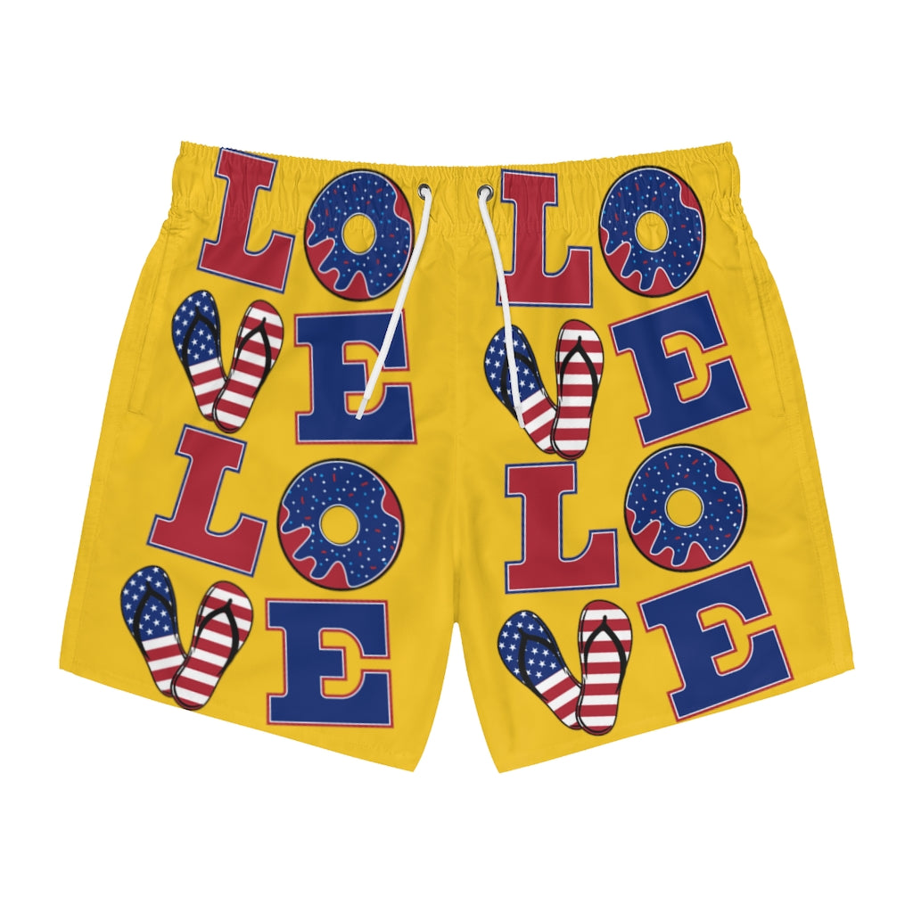 Men's American Love Yellow Swimming Trunks