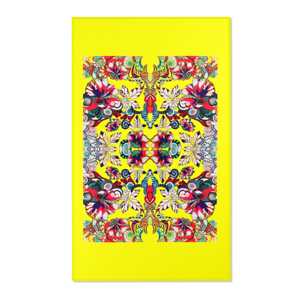 Artsy Floral Pop Canary Area Rug