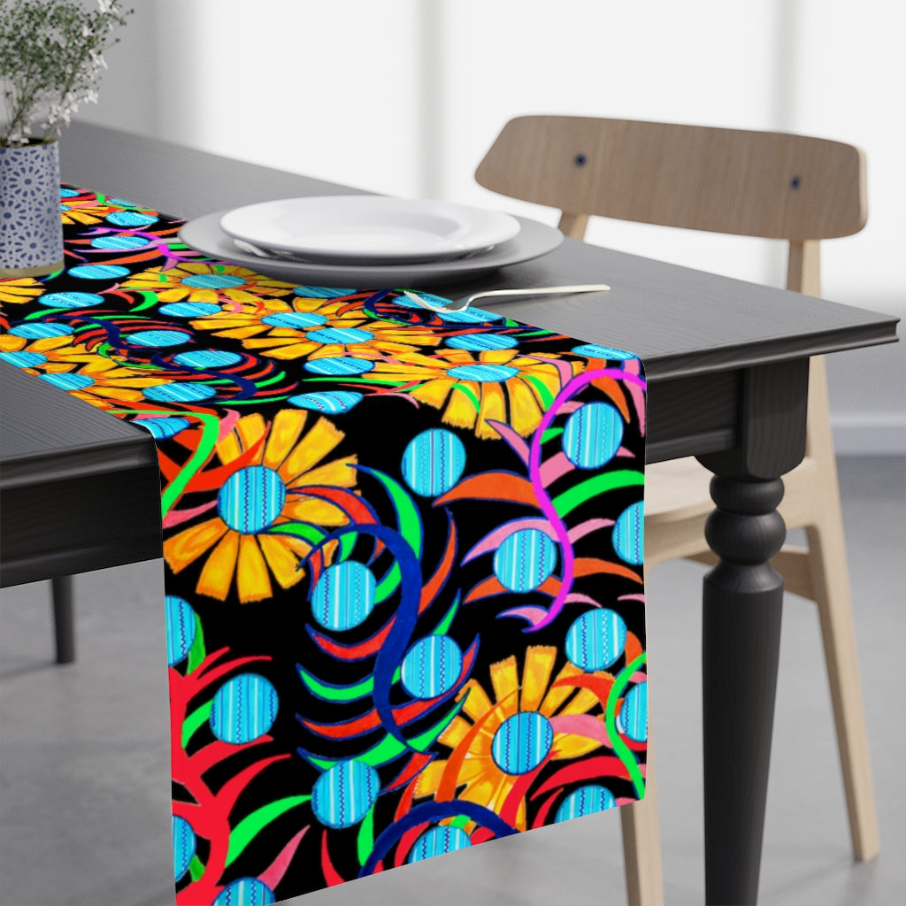 Sunflower Black Table Runner