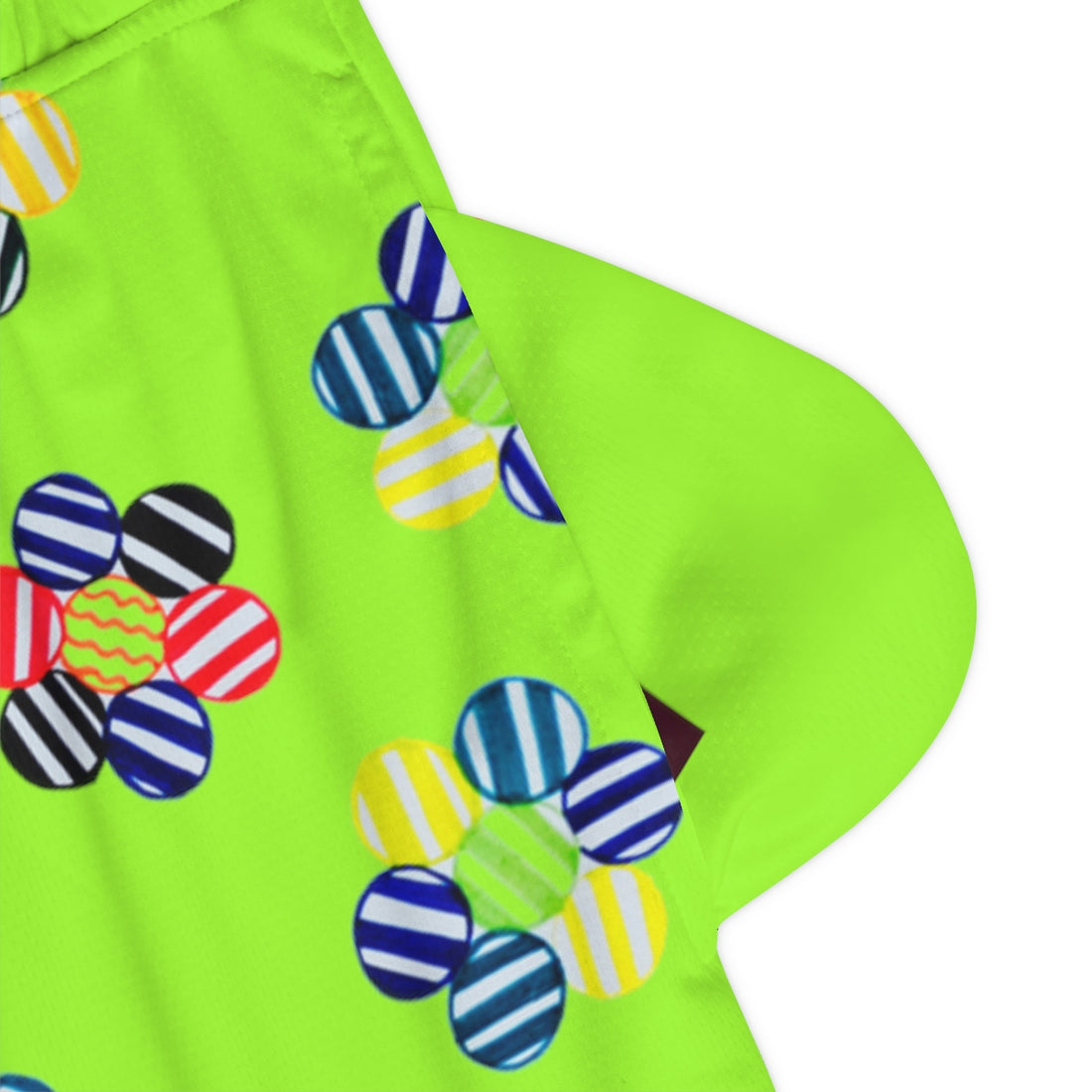 Lime Green Geo Floral Basketball Rib Shorts (AOP)