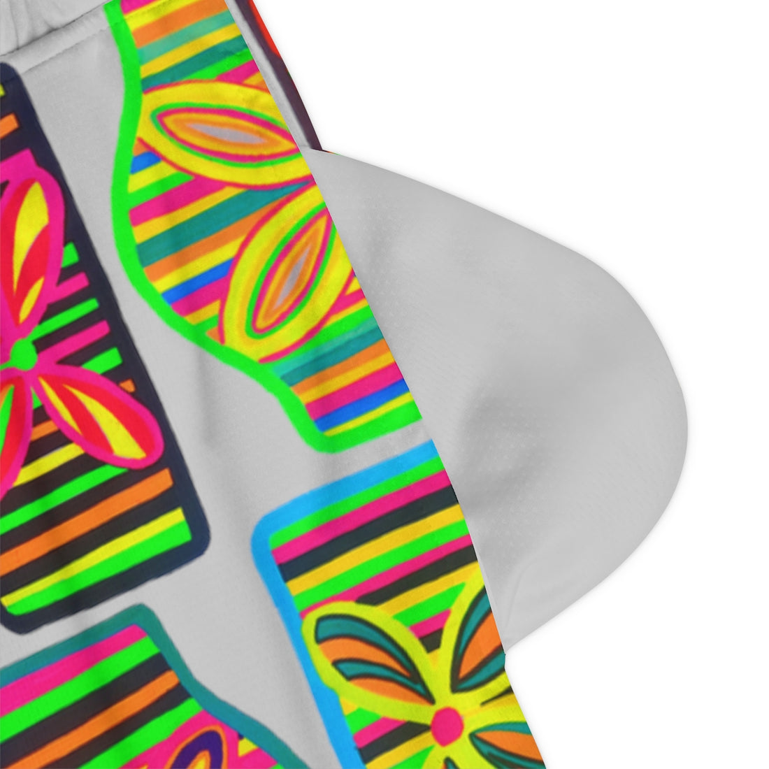 Slate Grey Deco Print Basketball Rib Shorts (AOP)